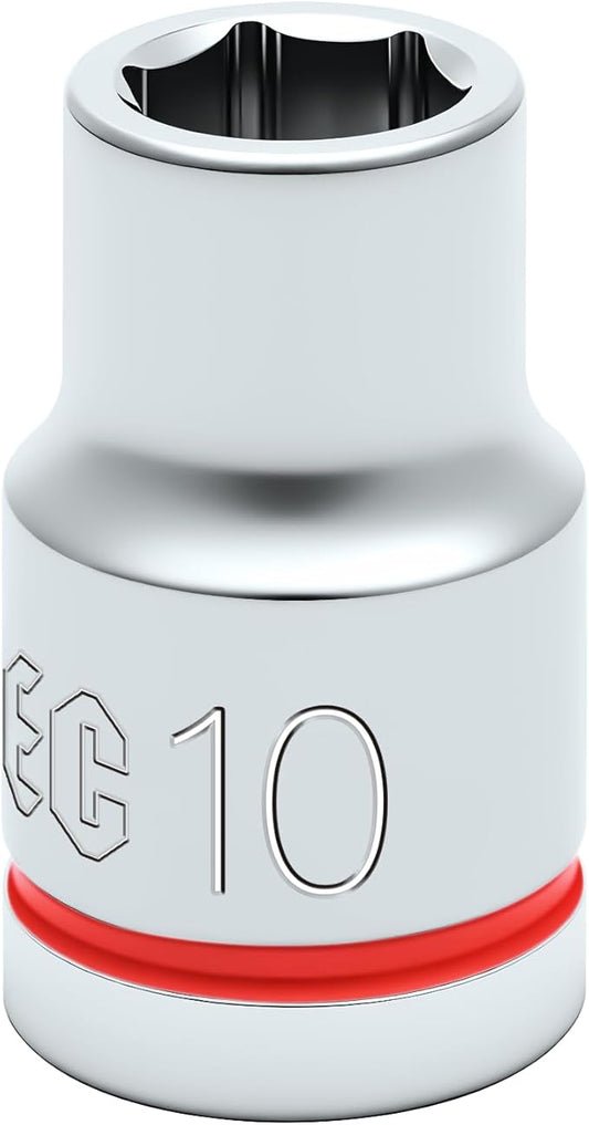 6-Point Shallow Impact Socket, 3/8-Inch Drive 10mm Socket, CR-V Drive Socket for Auto Repairing and Household