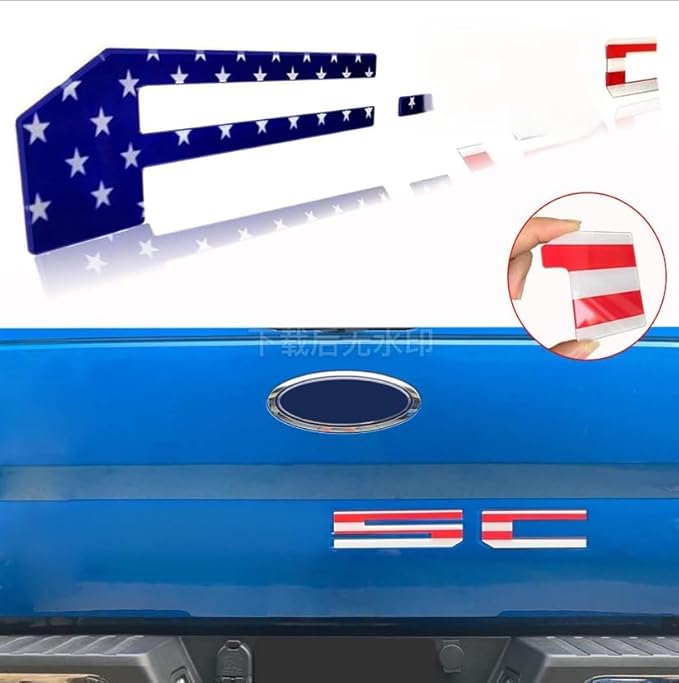 Tailgate Inserts Letters Compatible for 2021-2025 F15, 3D Raised & Strong Adhesive Decals Letters (American Flag)