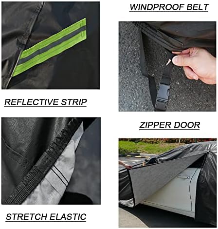 KouKou Waterproof SUV Car Cover Suitable for Dodge Durango from 1998 to 2025, 7 Layers Windproof All Weather Waterproof Outdoor Cover Sun Rain UV Dust Snow Protection. Black