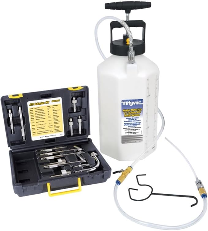 Mityvac MV6412A ATF Pneumatic Sealed Automatic Transmission Refill System, Integrated Manual Pump, 2.5 Gallon (10Liter), Flow Control Valve, Quick-Change Connection, Integrated Pressure Relief Valve