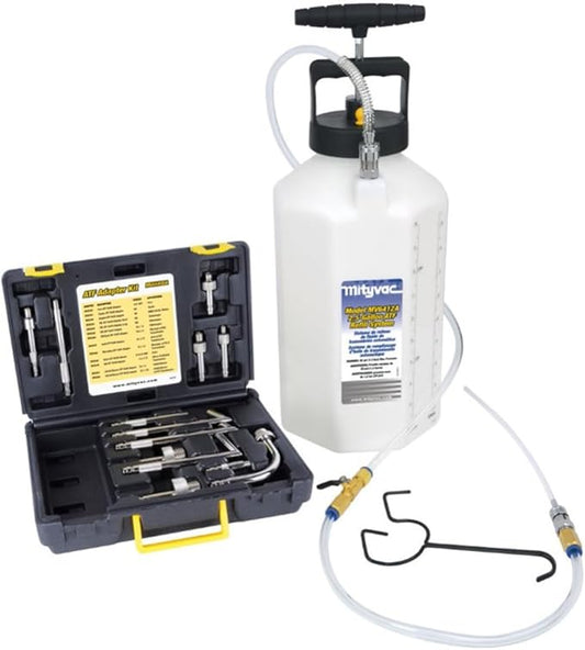 Mityvac MV6412A ATF Pneumatic Sealed Automatic Transmission Refill System, Integrated Manual Pump, 2.5 Gallon (10Liter), Flow Control Valve, Quick-Change Connection, Integrated Pressure Relief Valve