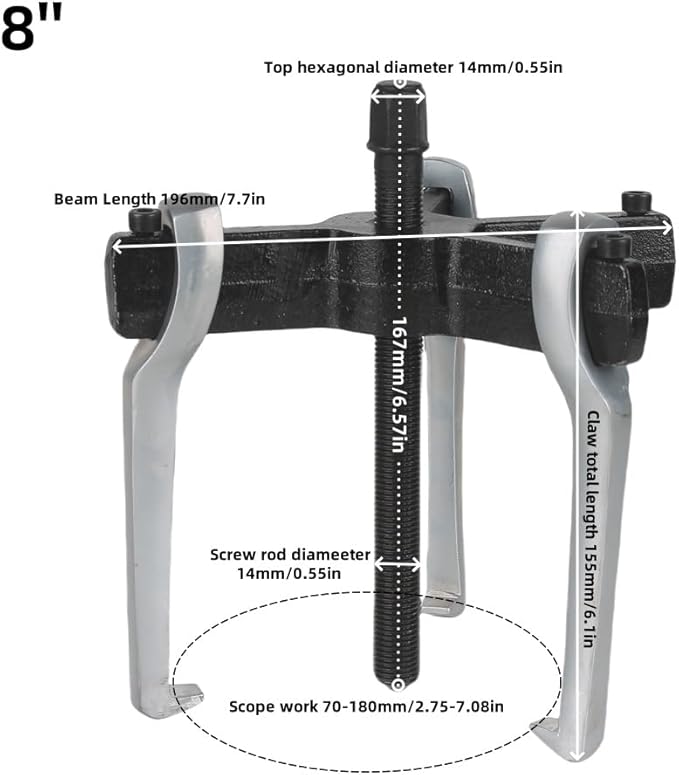 2 Jaw 3 Jaw Gear Puller, Heavy Duty Pulley Puller,Car Accessories Gear Bearing Flywheel Pulley Removal Tool,Gear Removal Tool Gear Puller (8inch)
