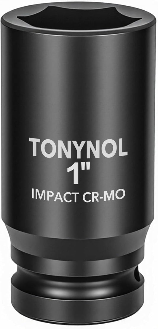 3/4" Inch Drive Deep Impact Socket,6-Point,SAE 1",80mmL,CR-MO,Heavy-Duty Automotive & Industrial Repair
