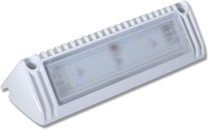 Raycharm 9" RV & Boat Exterior LED Scene Lighting Fixture, 40° Down Angle Flood Beam, 6000K Cool-White, 12V/24V DC, High Lumen Output Low Current Draw, Waterproof White Finish, 1-Pack