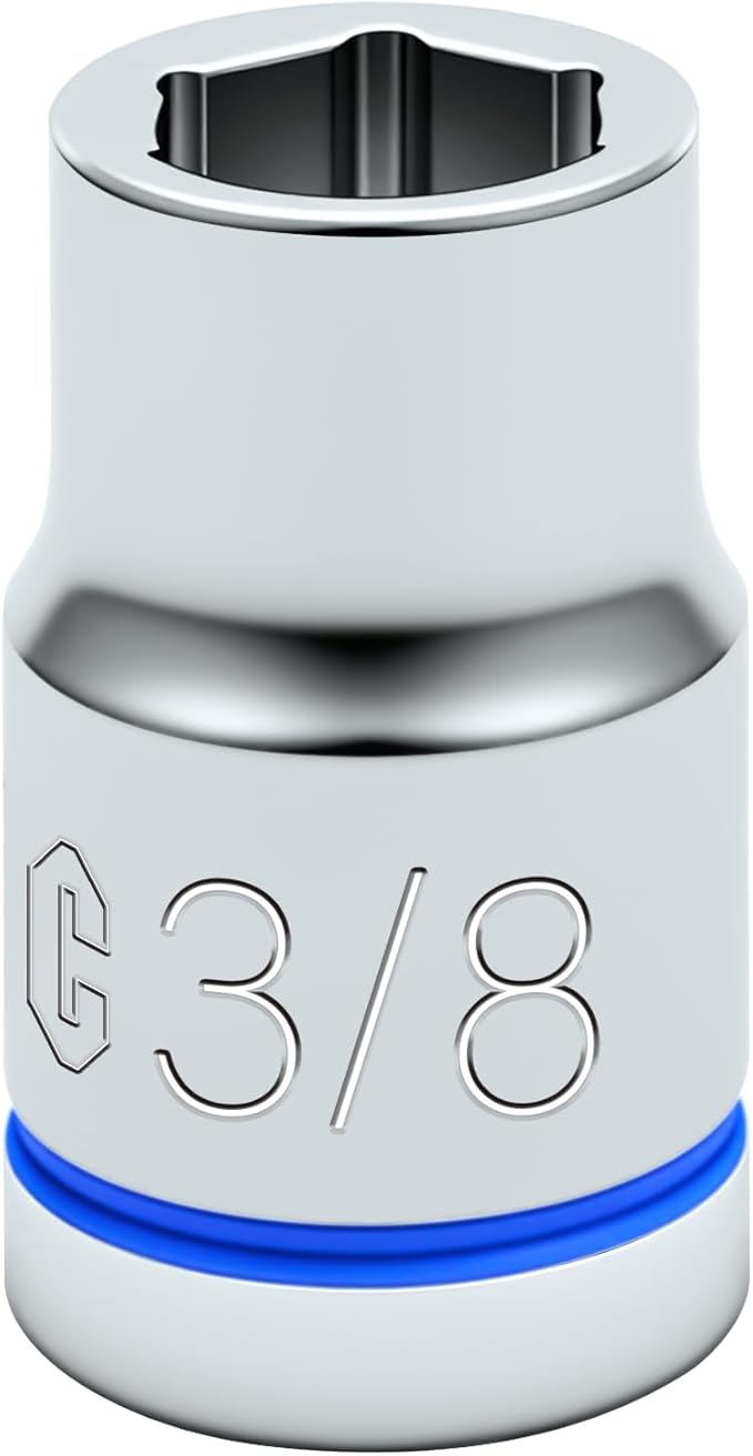 6-Point Shallow Impact Socket, 3/8-Inch Drive 3/8" Socket, CR-V Drive Socket for Auto Repairing and Household