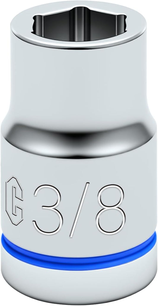 6-Point Shallow Impact Socket, 3/8-Inch Drive 3/8" Socket, CR-V Drive Socket for Auto Repairing and Household