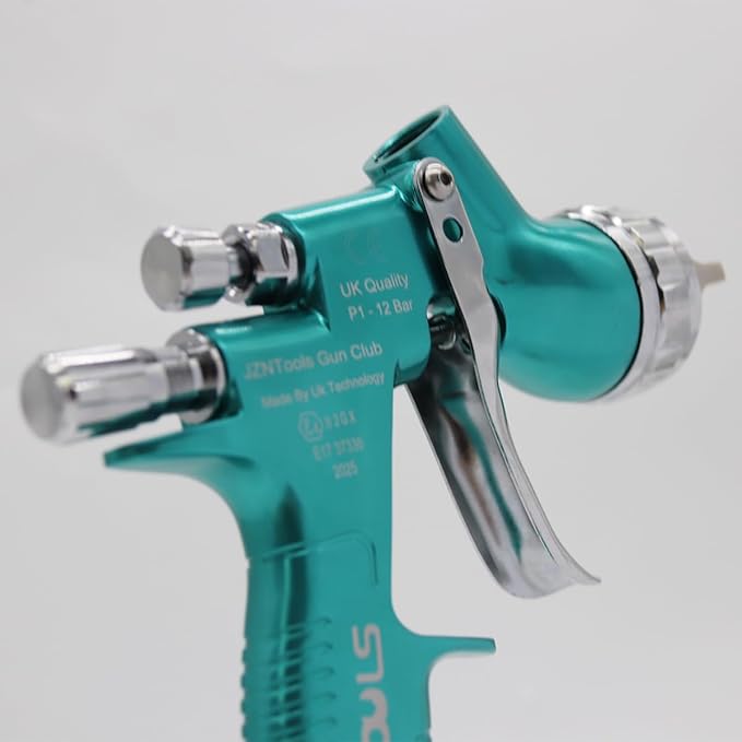 TE20 HVLP Air Spray Gun 1.3mm Nozzles, Car Paint Gun Sprayer,Forged Body, Anodised Finish，Paint Gun for Varnish and Top Coat, with Paint Sprayer Accessories (Blue)