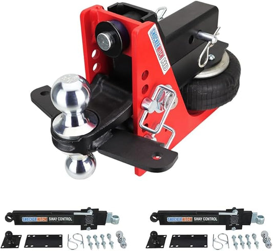 Shocker HD Combo Air Hitch & Sway Control Towing Kit, Fits 2-1/2" Hitch Chrome Combo 2" & 2-5/16" Balls