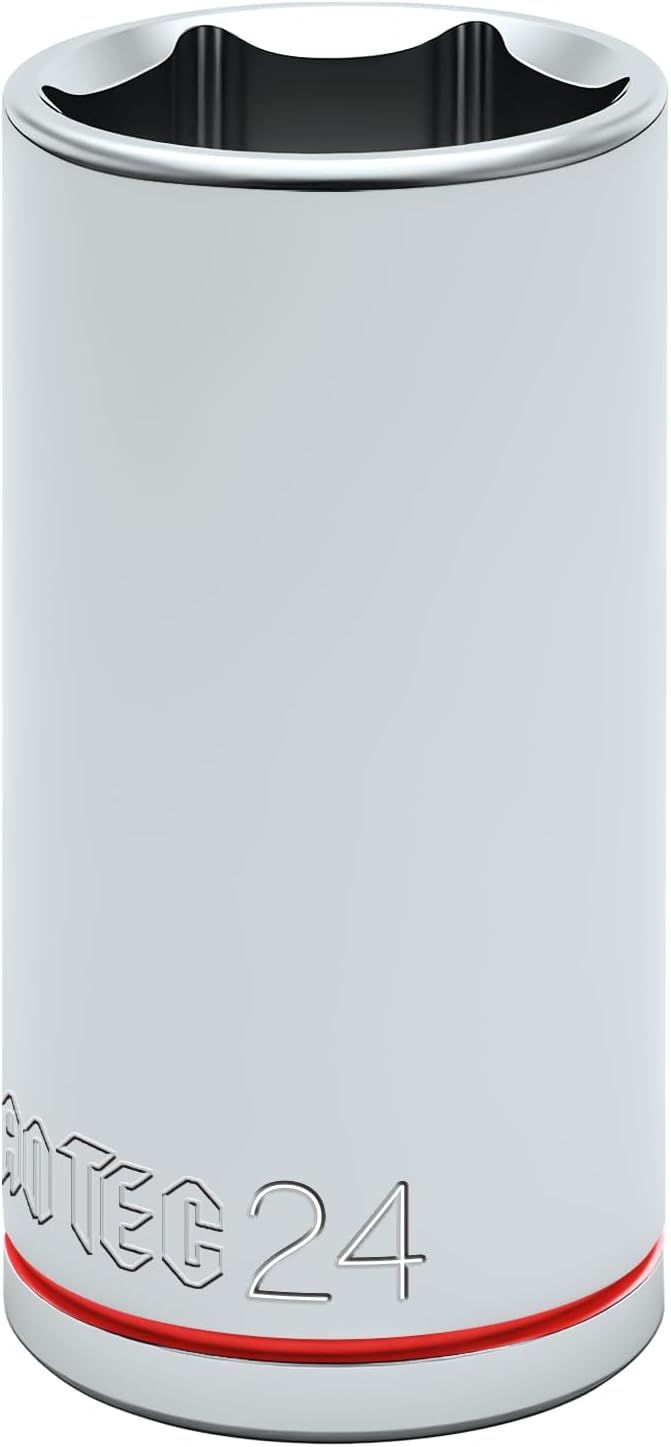 6-Point Deep Impact Socket, 3/8-Inch Drive 24mm inch Socket, CR-V Drive Socket for Auto Repairing and Household