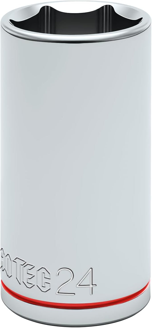 6-Point Deep Impact Socket, 3/8-Inch Drive 24mm inch Socket, CR-V Drive Socket for Auto Repairing and Household