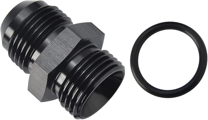 12AN Male Flare to 12AN ORB O-ring Boss Fuel Pump Rail Adapter Fitting Aluminum Black