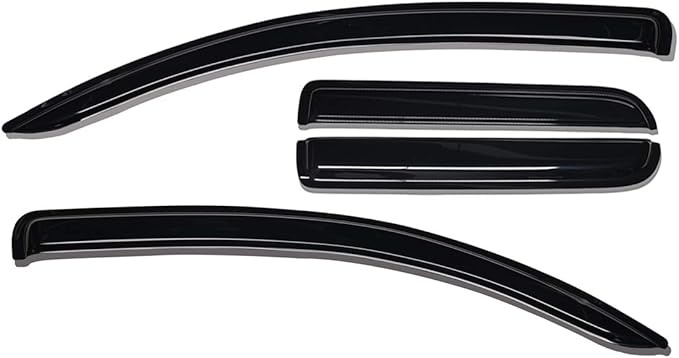 Lightronic Extra Durable Outside-Mount Auto Vent Window Visor, Fits 2007-2021 Toyota Tundra, Double Cab, UV Protection Rain Guard, Original Wind Deflector, No-Drill Easy Install, Dark Smoke, 4-Pcs