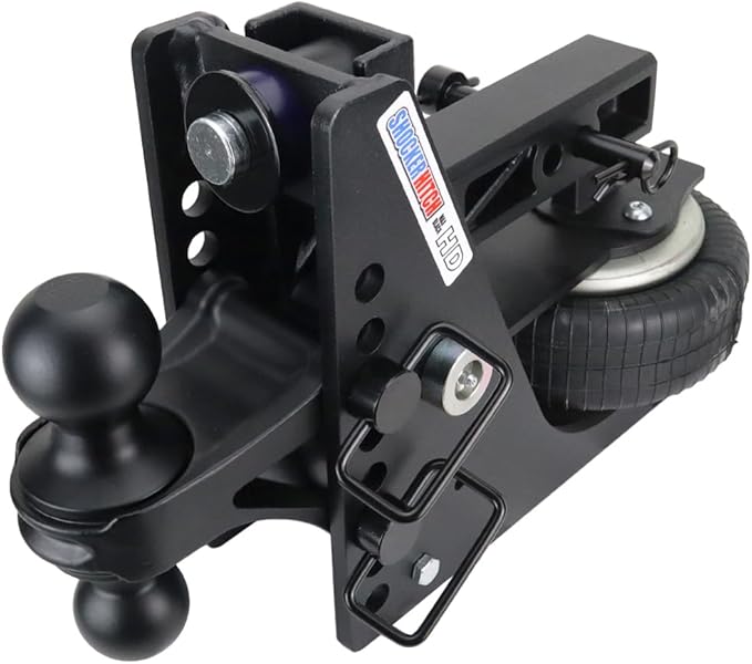 Shocker HD Max Air Hitch & Combo Ball, Fits 2" Hitch Black Combo 2" & 2-5/16" Balls