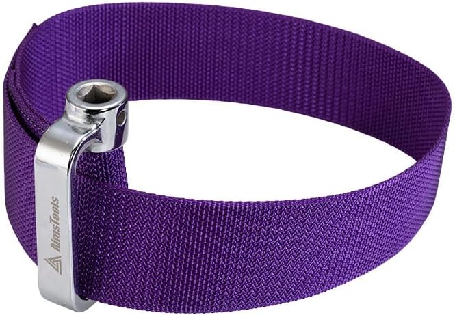 Oil Filter Wrench Strap, Nylon Heavy Duty Removal Tool, Fits into Tight Areas, Non Slip Adjustable Band for Diesel, Truck, Automotive Accessories, Up to 9"(229mm), Purple