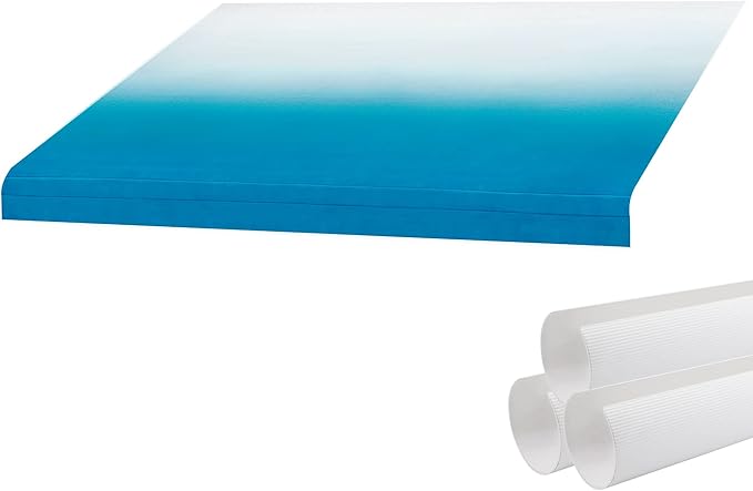 RecPro RV Awning Fabric with Awning Cover Kit | 12-22 Foot Camper Awning | Ocean Blue | 8' (96") Awning Replacement | Heat Sealed | 3 Year Warranty (12 Feet (11'1" Actual), White Awning Cover)