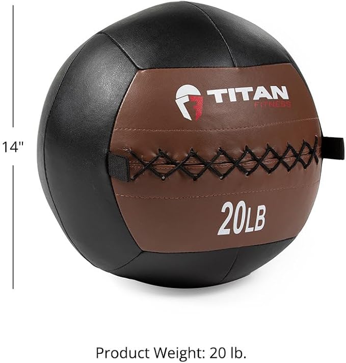 Titan Fitness Soft Leather Medicine Wall Ball Durable, Endurance, Cardio, Core Strength