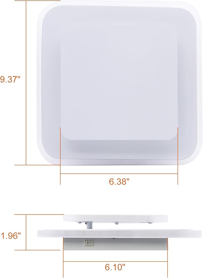 Facon Square LED RV Ceiling Light with Switch - 14W, 1000LM, 4000K Cool White, 12Volts RV Interior Light for RV, Camper, Trailer, Motorhomes, Sleek Acrylic Design