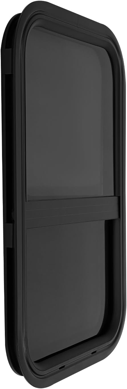 2 Pack 15" W x 22" H RV Window Vertical Sliding, DOT Certified - Shatterproof Tempered Tinted Glass, with Net Screen and Trim Ring, Teardrop Replacement Trailer Camper Window