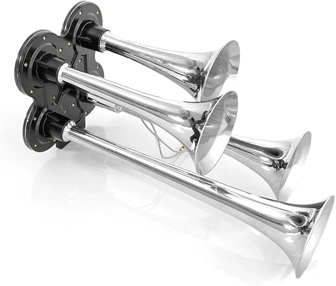 150DB 4 Trumpet Truck Air Horn Kit, Universal 12V/24V Loud Horn for Car, Train, Boat, Heavy Duty Vehicle Upgrade