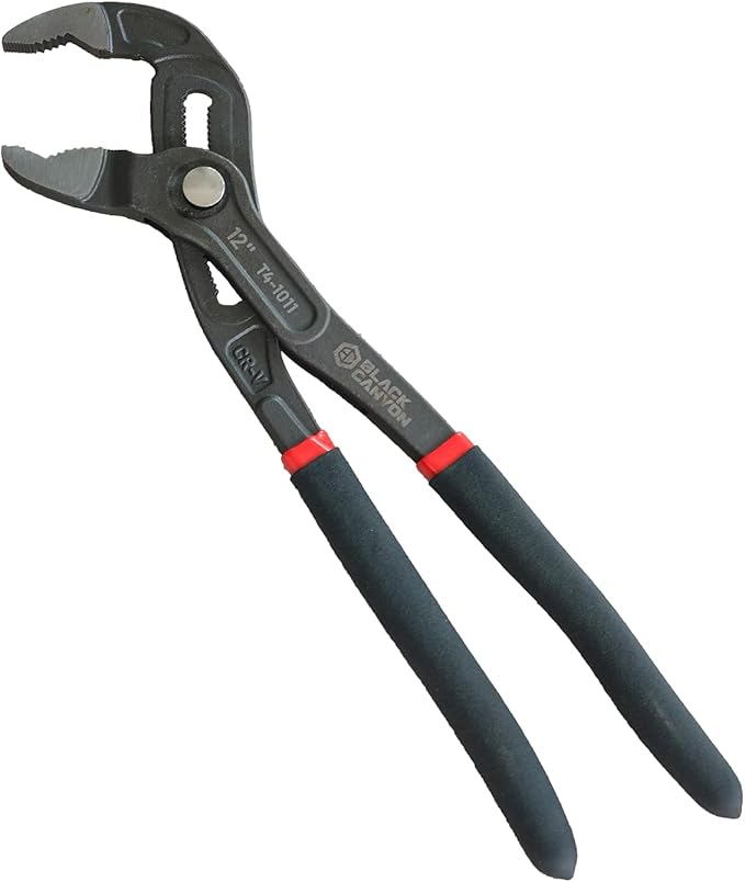 BLACK CANYON Groove Joint Plier 12in, V-Jaw Tongue and Groove Plier with Fast Adjustable 30 Jaw Positions, 50 Cr-V Steel, Ergonomic Handle for Automotive Repairs, Nuts, Bolts, Plumbing, Gripping