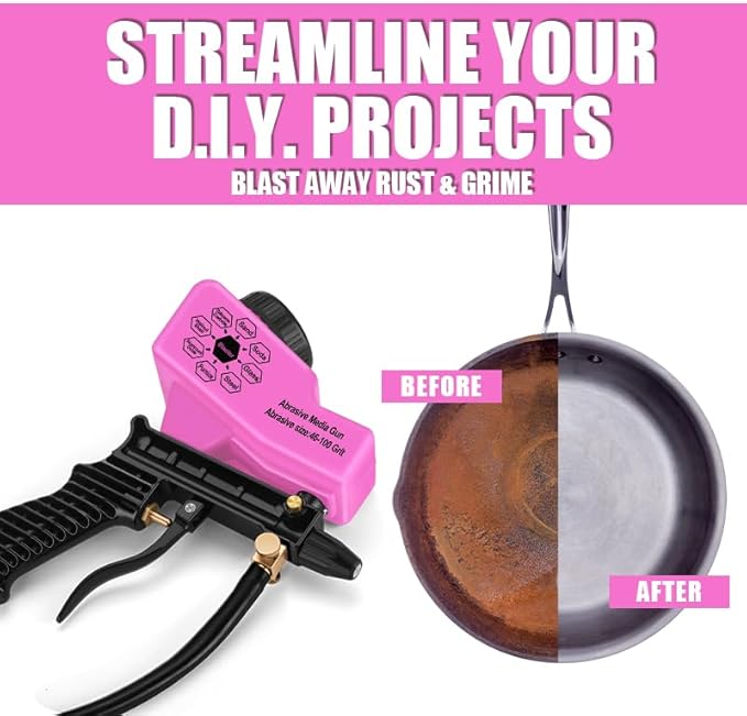 NANPU Light-Duty Air Sandblaster Gun Kit with Siphon & Gravity Feed, Ceramic Nozzle, Metal Body, for Small Project Surface Prep, Paint & Rust Removal, Metal/Wood/Glass Etching, Requires Air Compressor