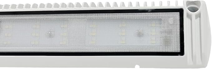 RV LED Porch Exterior Utility Lights, 18 inch Down Angle Flood Beam Awning Light, 3000K Warm-White 12V/24V DC 3600 Lumen, White Finish Aluminum Housing, for RVs Trailers Campers, 1 Pack