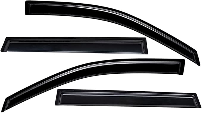Lightronic Extra Durable Outside-Mount Auto Vent Window Visor, Fits 2009-2017 Chevrolet Traverse, UV Protection Rain Guard, Original Wind Deflector, No-Drill Easy Install, Dark Smoke, 4-Pcs