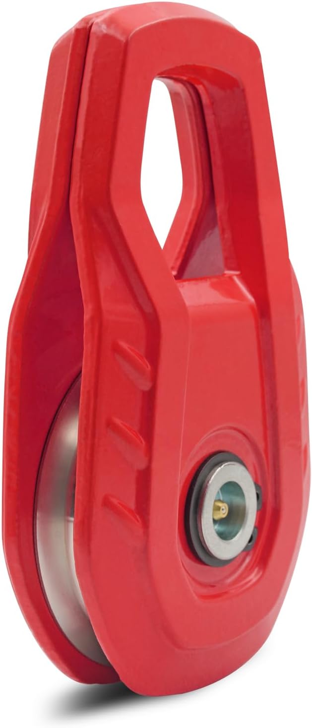 MILINI Snatch Block, 55,000 lbs (25T) Strength Recovery Off-Road Heavy Duty Winches Pulley for Synthetic Rope or Steel Cable, Universal Tackle Block for Truck, Tractor, ATV & UTV (Red)