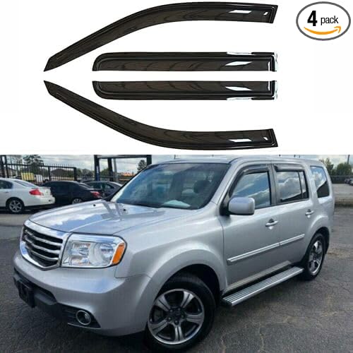 Original 4pcs Rain Guards Set, Outside Mount Window Deflectors, Good Looking Side Window Visors Compatible with 2009-2015 Pilot |94084|