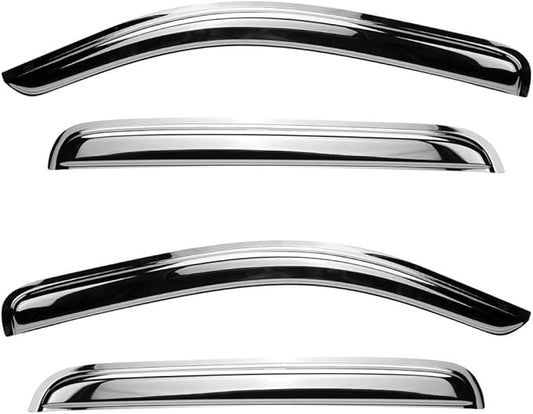 94167Y Chrome Side Window Visor Wind Vent Deflector fit for 2010-2017 GMC Terrain,4pc Outside Mount Style Shade Sun Rain Guards Set