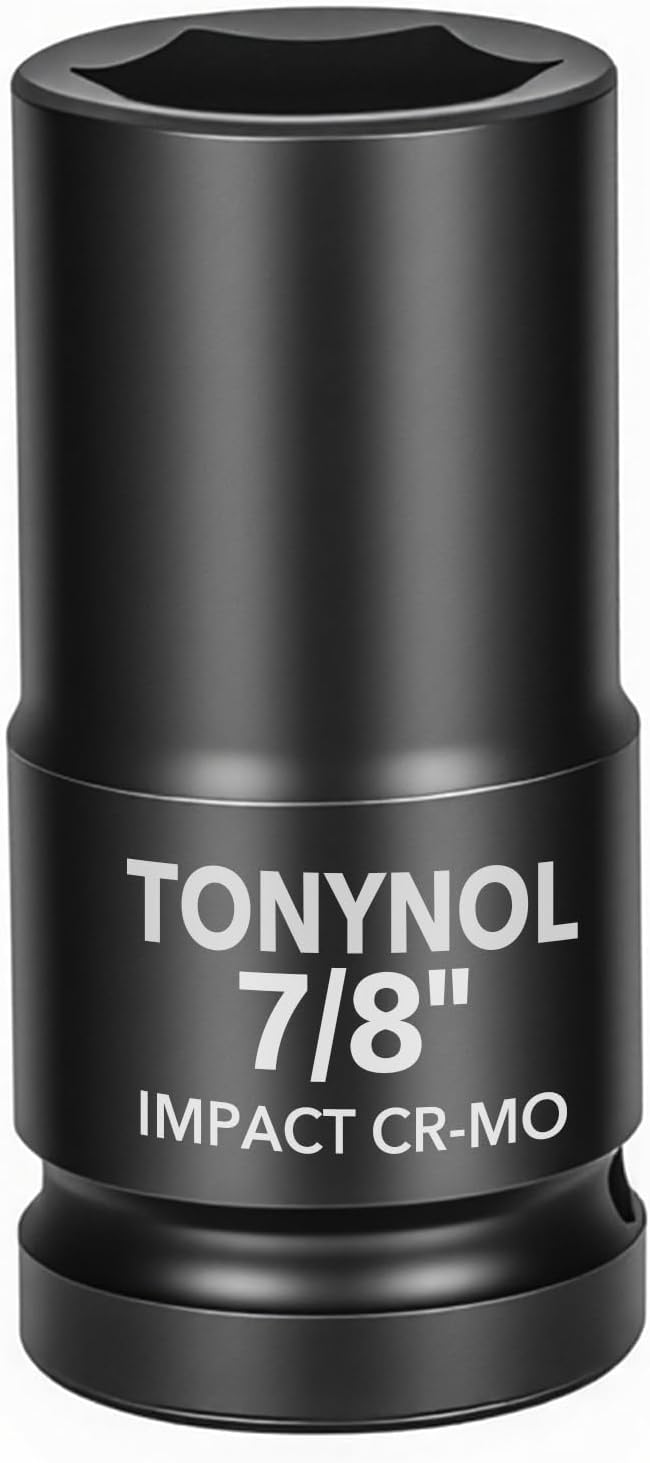 3/4" Inch Drive Deep Impact Socket,6-Point,SAE Size 7/8",80mmL,CR-MO,Heavy-Duty Automotive & Industrial Repair