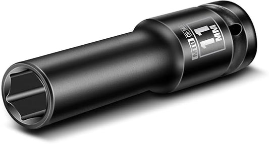 MTO 1/2" Drive 11mm Deep Impact Socket, 6 Pt. Metric Socket, CR-MO Steel & Anti-Corrosion Coating for Heavy-Duty Use