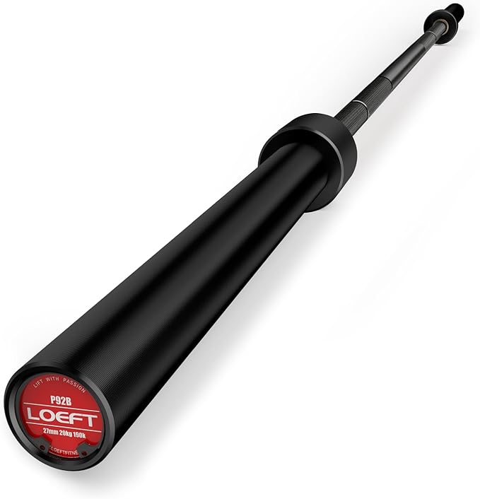 Professional Powerlifting Deadlift Barbell, 92in 27MM Olympic Barbell for Powerlifting, Deadlift Bar for 45lb 1500 lbs Weight Capacity 190K PSI, Enhanced Flex Weight Bar Fit 2" Weights