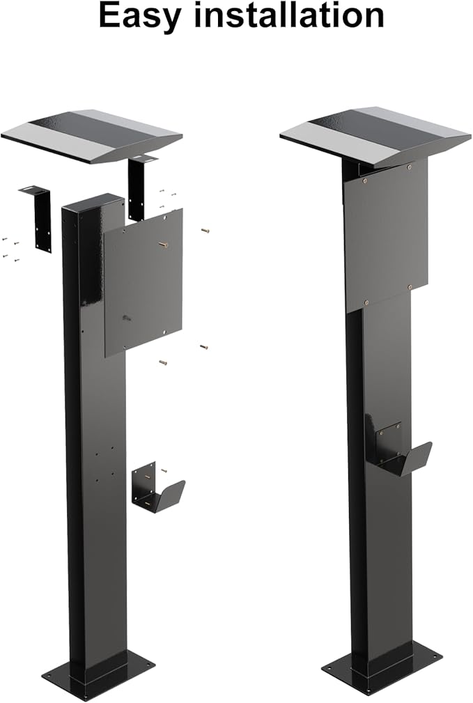 EV Charger Pedestal, Outdoor Electric Vehicle Charger Stand, Freestanding Charging Station Stand Accessory, Corrosion Resistant, Galvanized Steel, for All Level 2 Chargers