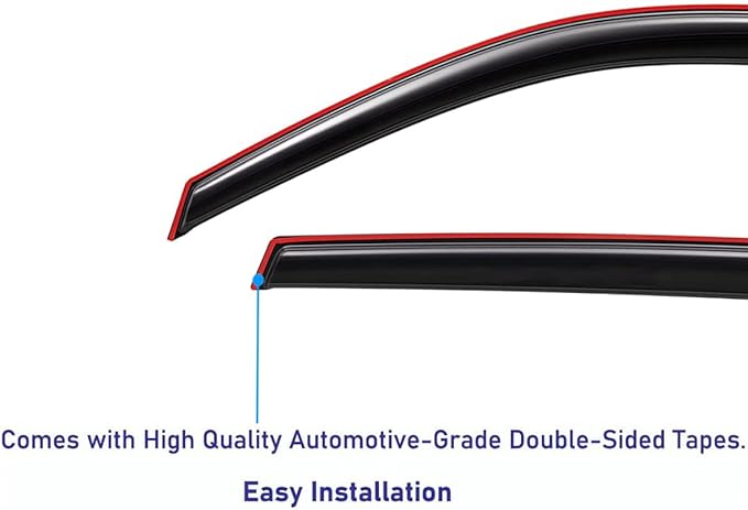 Lightronic Extra Durable Tape-on Auto Vent Window Visor, Fits 1999-2011 Ford Ranger SuperCab w/Fixed Rear Window; 1999-2010 Mazda B-Series Ext. Cab, UV Protect Rain Guard Wind Deflector, Smoke, 4-Pcs