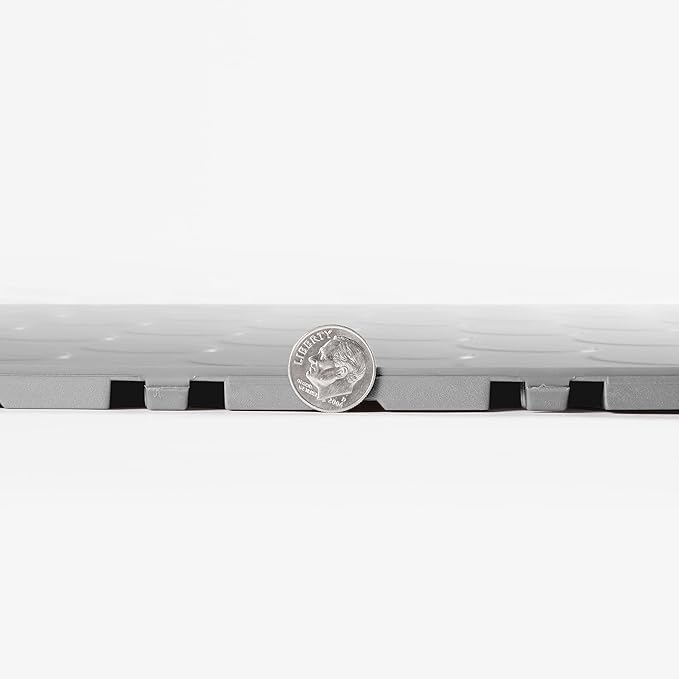 FlooringInc's Nitro 12"x12" Snap-Together Garage Floor Tiles, Non-Slip Interlocking Plastic Floor Mat, Organization & Storage, Coin Pattern, Gunmetal, 1 Tile, 1 Sq/Ft