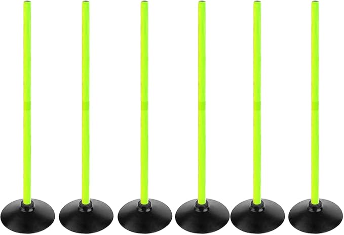 Fluorescent Green Soccer Agility Poles Set Detachable Sports Trainning Speed Pole Slalom Poles with Rubber Base Sport Traning Equipment