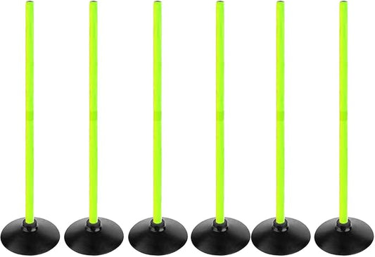 Fluorescent Green Soccer Agility Poles Set Detachable Sports Trainning Speed Pole Slalom Poles with Rubber Base Sport Traning Equipment