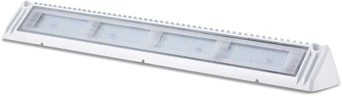 Raycharm 18" RV & Boat Exterior LED Awning Lighting Fixture, 40° Down Angle Flood Beam, 6000K Cool-White, 12V/24V DC, High Lumen Output Low Current Draw, Waterproof White Finish, 1-Pack