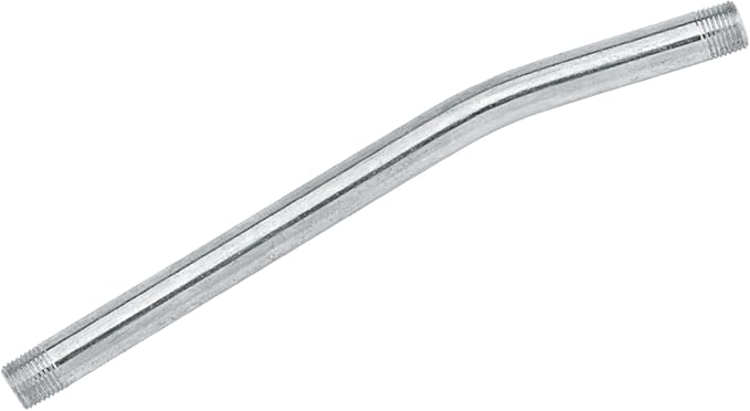 LUMAX LX-1424 Silver 6 inch Long 1/8" NPT Grease Gun Extension Pipe with a 30 Degree Angle. Zinc Plated, Corrosion-Resistant Finish; 1/8" NPT Male Threads on Both Ends