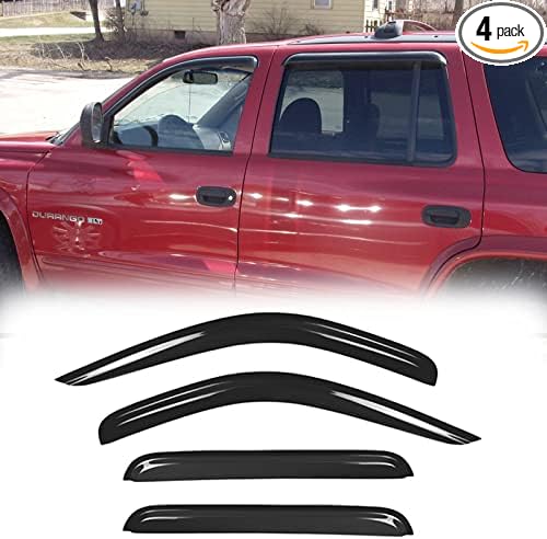 94119 Side Window Wind Deflector, 4pcs Out-Channel Tape-On Nice Rain Guards Set, Window Visor fit for 1998-2003 Dodge Durango All Models