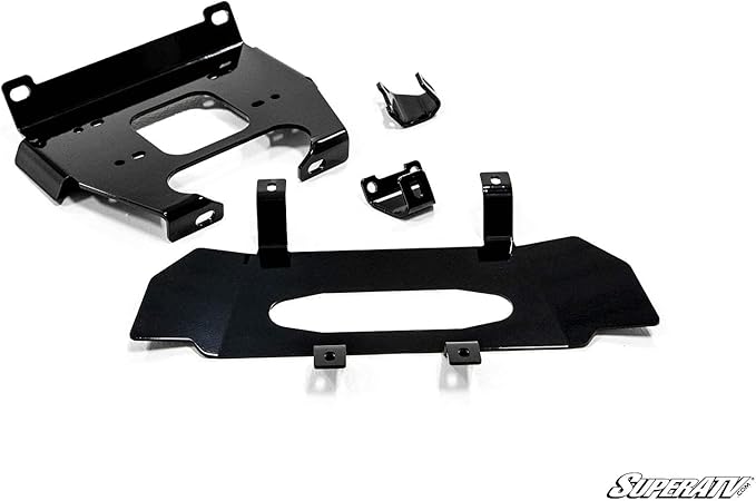SuperATV Black Ops 4500 lb Winch with Winch Mounting Plate for 2019-23 Polaris RZR XP 1000 / XP 4 1000 | Complete Winch Kit Ready for Install | Powder Coated Heavy Duty Steel Plating