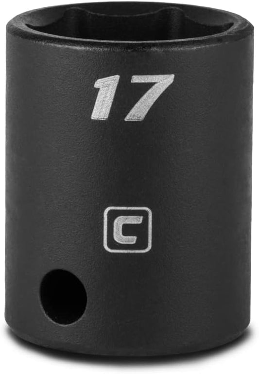 Capri Tools 17 mm Shallow Impact Socket, 3/8-Inch Drive, 6-Point, Metric