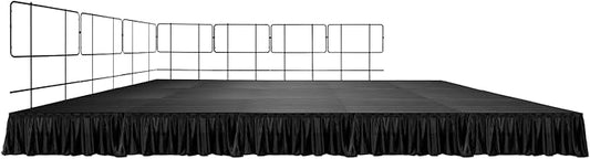 12'x20' Portable Stage Platform with 15 MyStage, 7 Railings & 6 Skirts - Performance Floor Versatile Platform Modular System Stage - DJ, Drum, Camera Stage Riser - Easy to Carry & Transport
