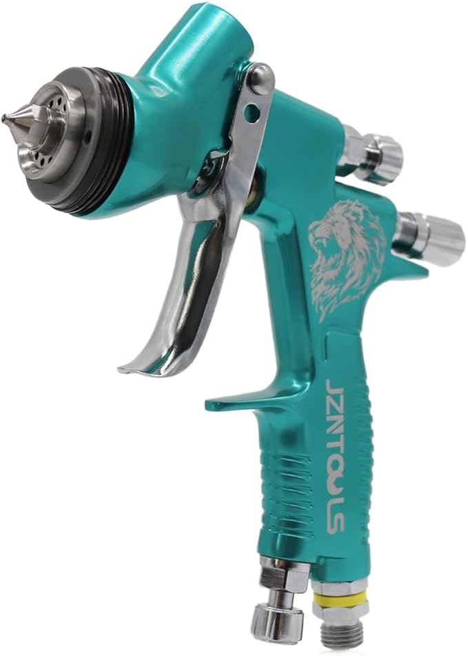 TE20 HVLP Air Spray Gun 1.3mm Nozzles, Car Paint Gun Sprayer,Forged Body, Anodised Finish，Paint Gun for Varnish and Top Coat, with Paint Sprayer Accessories (Blue)