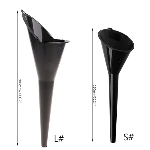 1Pc Black Multi-Function Auto Engine Oil Petrol Change Funnel, Oil System Tools, Large:28cm (11.02in), Multi-Function Long Stem Plastic Funnel for Car Motorcycle ATV Boat