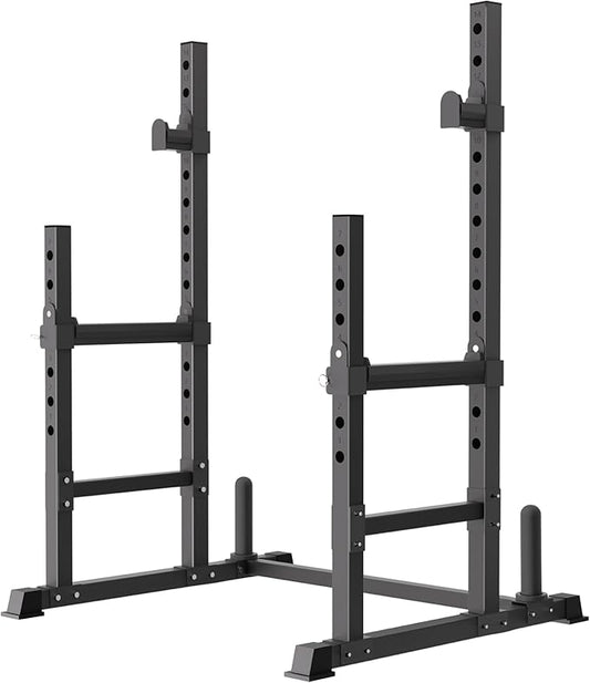 VivZen Adjustable Squat Rack & Bench Press Stand – Multi-Functional Home Gym Power Rack for Barbell, Dumbbell, and Push-Up Workouts–Heavy-Duty Steel Construction (34" to 57" Height, 600 lbs Capacity)