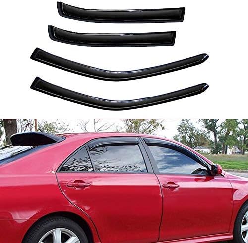 Side Window Wind Deflectors fit for 2006-2013 Chevrolet Impala&2014-2016 Chevrolet Impala Limited Model, 4pcs Out-Channel Tape-On Nice Rain Guards Set, Dark Smoke Window Visor 94843