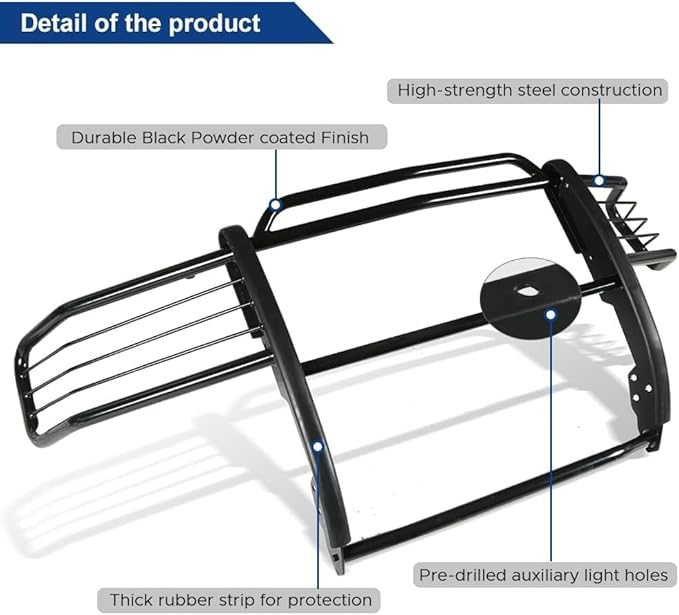 Front Grille Brush Guard Fits for Chevy Suburban 1500 & Tahoe 1500 & Avalanche 1500 (New Body Style) 2007-2014 Steel Bull Bar Push Guard Modular Bumper Protection Black