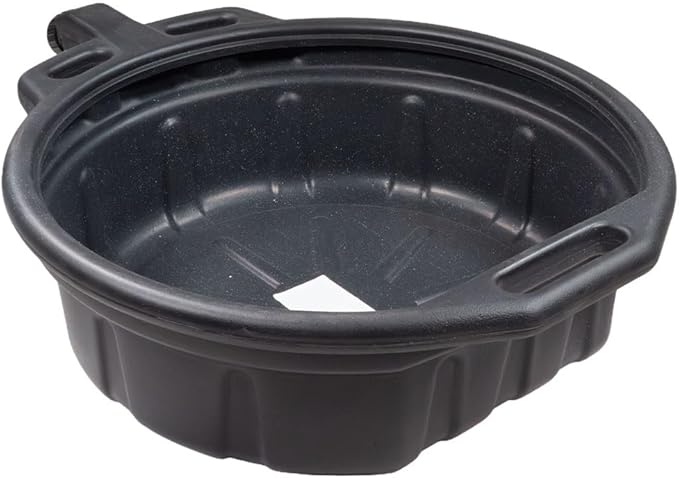 Mytee Products Automotive Oil Drain Pan - Black Plastic Anti Splash, Motor Large Oil Drip Catcher Pan for Changing Oil, Spill-Proof Design - 4.25-Gallon